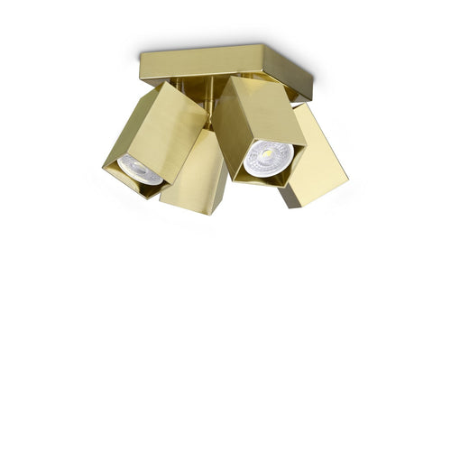 Ideal Lux DYNAMITE Vierkante plafondspotclusters van messing met 4x GU10 fitting.