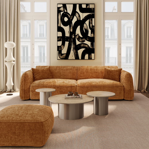 Premium Interiors - Zitzak LOMI - gewaafd fluweel karamel 75cm