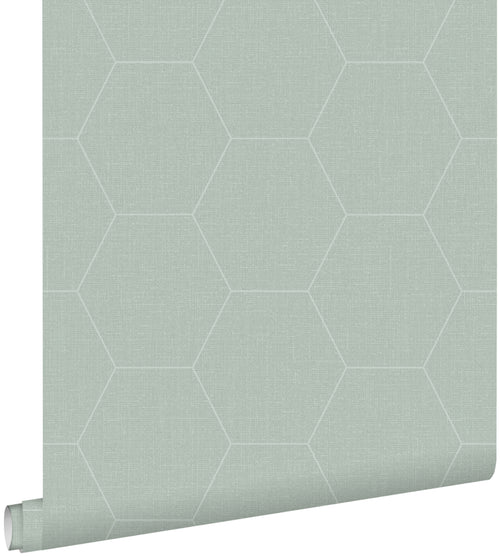 ESTAhome behang hexagon celadon groen - 53 cm x 10.05 m - 148750