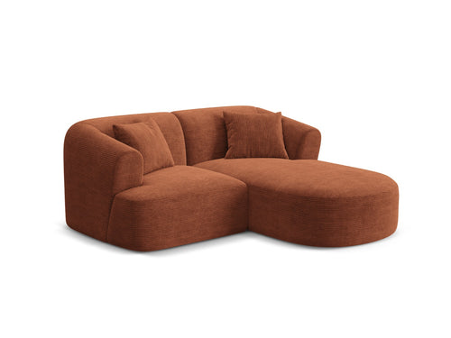 Cosmopolitan Design Modulaire hoekbank rechts Campi 3-zits, ribfluwelen terracotta - 156x180x70cm