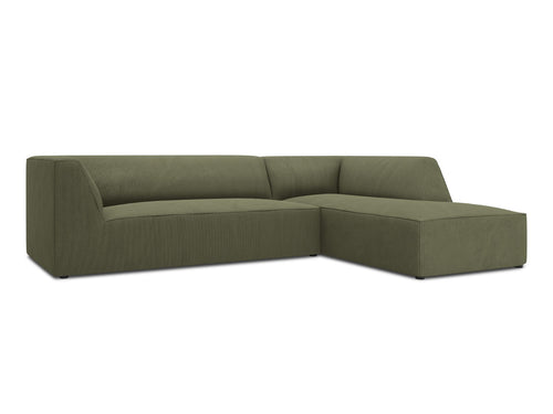 Micadoni rechter hoekbank Ruby 4-zits, ribfluwelen, groente - 180x273x69cm