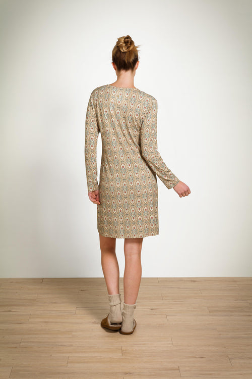 Pip Studio - Desiree Nachthemd Lange Mouw Dames - Jabali - Khaki - XS - vtwonen shop