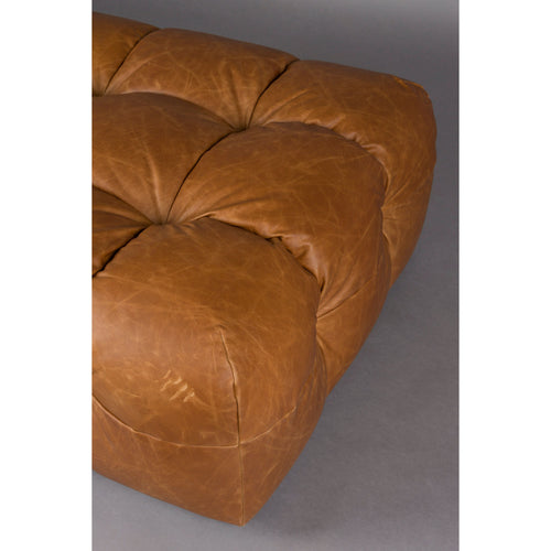 Dutchbone Hackman Hocker Leer Cognac Bruin - vtwonen shop