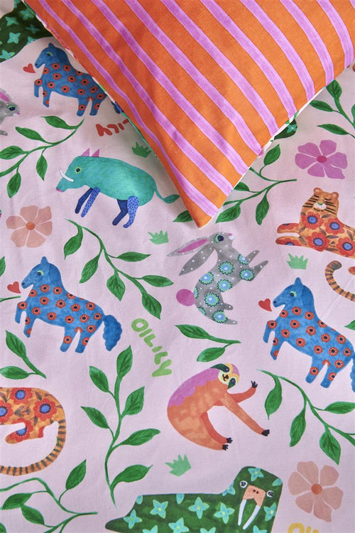 Oilily dekbedovertrek Happy Zoo - 100x135 cm - multi - vtwonen shop