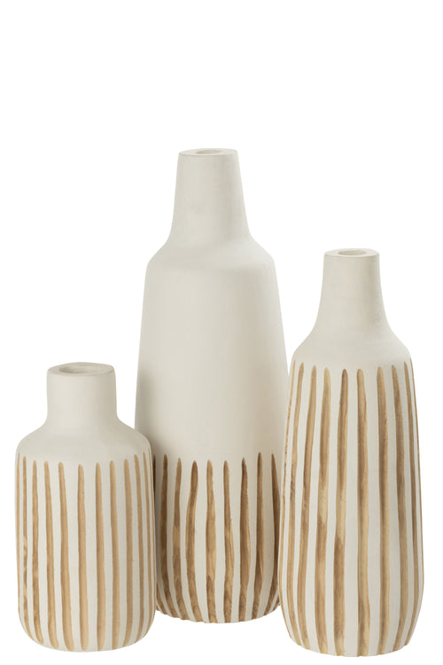 J-Line vaas Ying - hout - wit - large - 56 cm hoog - vtwonen shop