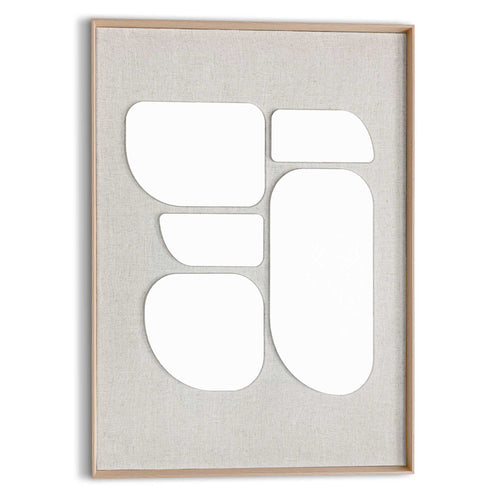 Reinders Organic Blocks Linen Wood schilderij 3d art -  beige - woonkamer - 70x50cm