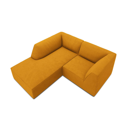 Cosmopolitan Design - Modulaire hoekbank links Siena 3-zits, ribfluwelen geel - 180x186x69cm
