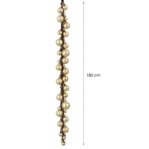 Mica Decorations Slinger creme - l180cm - Kerstslinger met Crèmekleurige Kerstballen - Glanzende, Matte en Glitter Afwerking - Gemaakt van Gerecycled