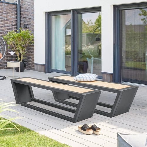 HOME DELUXE Stalen zitset KOBON antraciet - Made in Germany - 2 x bank + 1 x tafel