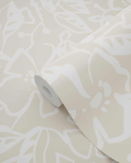 ESTAhome behang bladeren en bloemen lichtbeige - 50 x 900 cm - 131371 - vtwonen shop