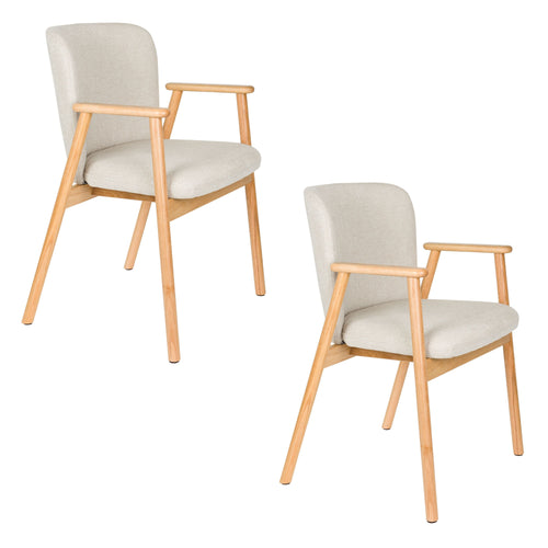 Housecraft Living Kenna Eetkamerstoelen met Armleuning Beige - Set van 2 - vtwonen shop