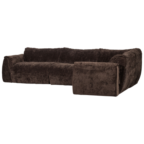 WOOOD hoekbank rechts Baggy - 3D Chenille - Donker Bruin - 81x396x214 - vtwonen shop
