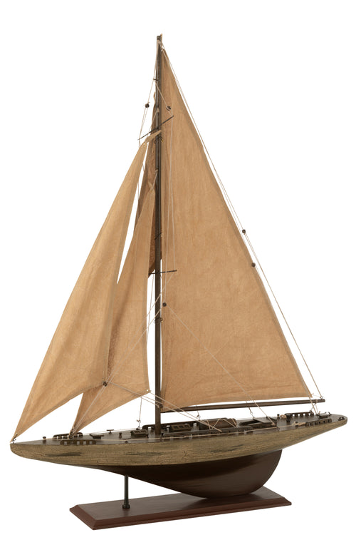 J-Line decoratie Zeilboot - hout - bruin - large