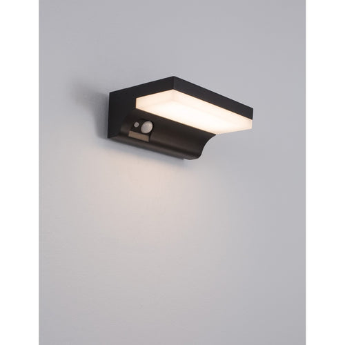 Merano Brantford Buiten Bewegingssensor Wandlamp Antraciet Aluminium, LED 1.5W 152Lm 3000K IP65 Solar / Geschakeld