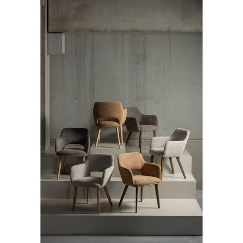 WOOOD eetkamerstoelen Murat Houten Bruine Poot - Geel - Set van 6