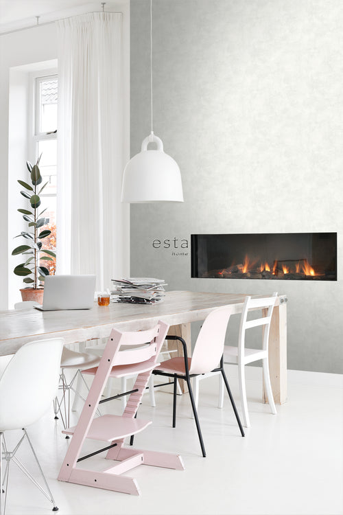 ESTAhome behang betonlook licht warm grijs en mat wit - 53 cm x 10.05 m - 138904