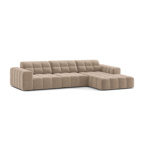 Cosmopolitan Design - Rechter hoekbank Chicago 4-zits, flueel beige - 167x294x78cm