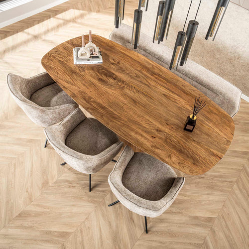 Giga Meubel Eettafel Wave - Naturel Hout - 215x105x77cm