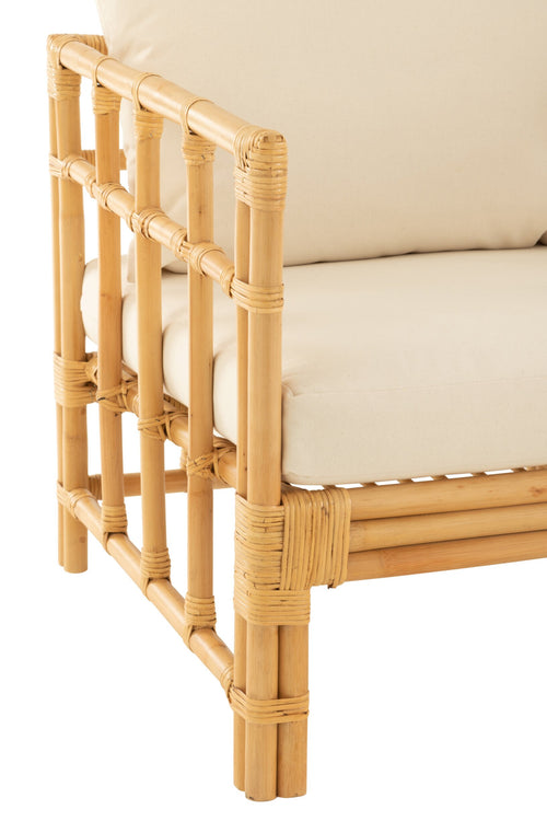 J-Line stoel Elise + kussen - rotan/textiel - naturel/wit
