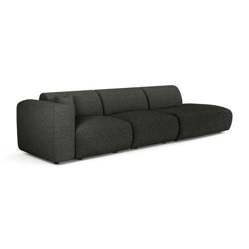 Sia Home - Rechte bank MYRA - Bouclette stof - Donker antraciet - 310cm - vtwonen shop