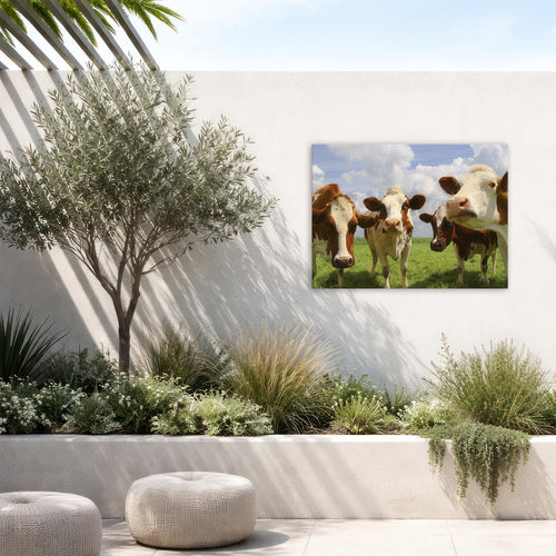 Art for the Home Buitencanvas - Nieuwsgierige Koeien - 50x70cm