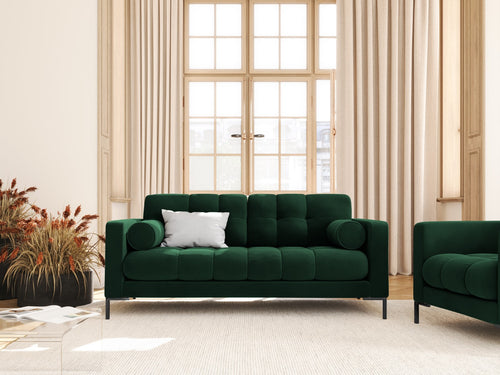 Cosmopolitan Design Bank Bali 2-zits, flueel, flessengroen - 96x152x75cm