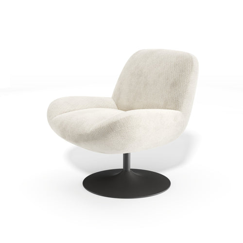 Premium Interiors - Draaistoel RETRO - krullend fluweel crème 71cm