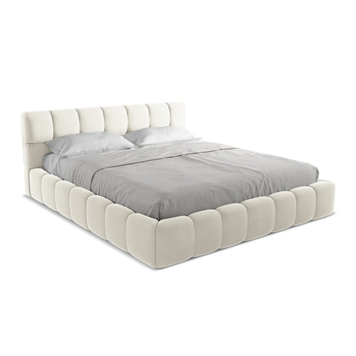 LaMiaSofa Bed met opbergruimte Roma - velours - lichtbeige - 200x228x82