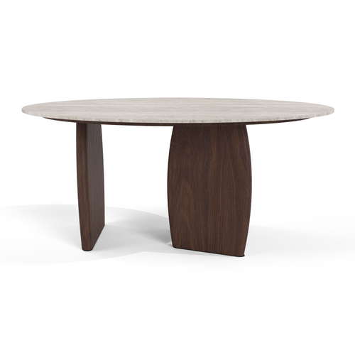 Sia Home - Salontafels BALI - Keramiek - Travertijn en walnoot - 90cm