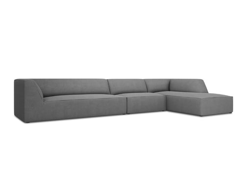 Micadoni rechter hoekbank Ruby 5-zits, structurele stof, grijs - 180x366x69cm
