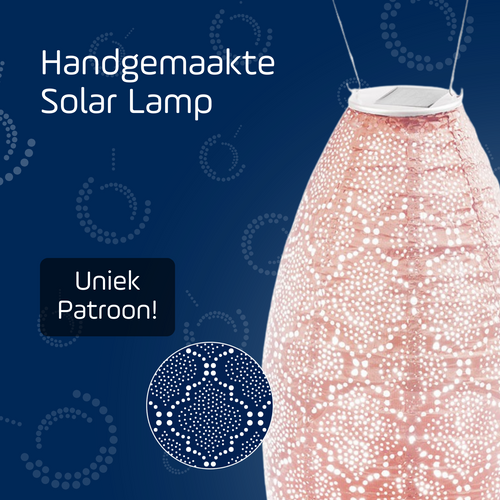 Lumiz solar lampion - bazaar long oval - 20 cm - roze - vtwonen shop