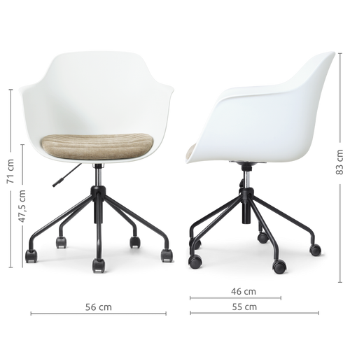 Nolon Nout-Liz eetkamerstoel wit met nougatbruin zitkussen - wit onderstel