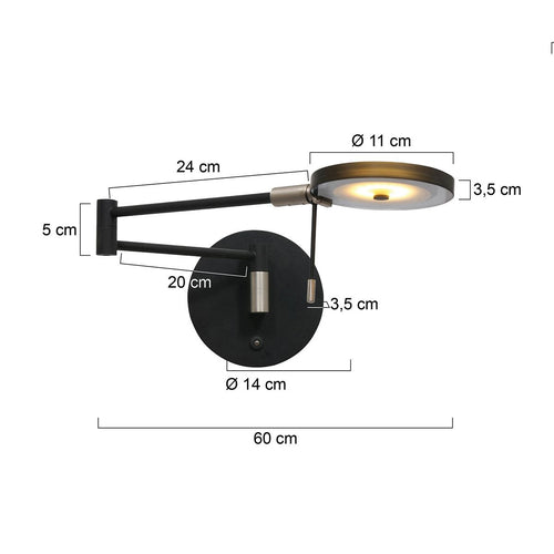 Steinhauer wandlamp - 1 lichts - 62x 17 cm - zwart