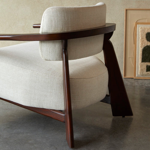 Tikamoon Fauteuil van massief mindihout en ecru stof - Bruin - vtwonen shop