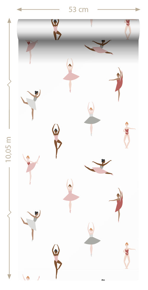 ESTAhome behang ballerina's oudroze en vergrijsd blauw - 53 cm x 10.05 m - 139535 - vtwonen shop