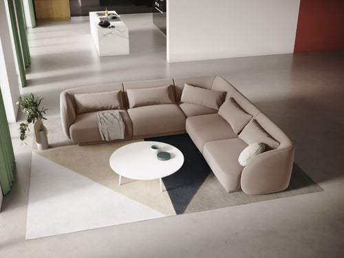 Cosmopolitan Design Symmetrische hoekbank Tulum 5-zits, flueel, beige - 255x255x70cm