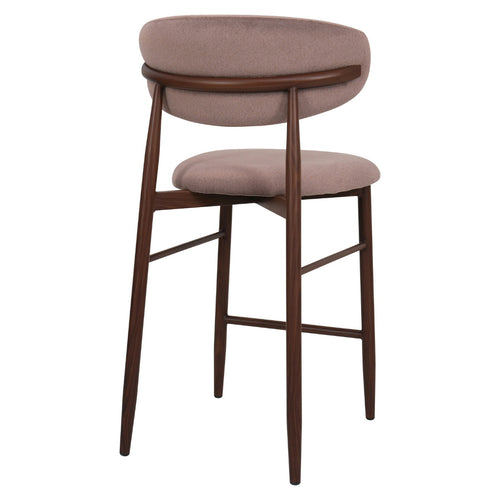 Giga Meubel Barstoel Alexia Oud Roze/Walnoot – Faux Fur – Zithoogte 65 cm - Set van 2