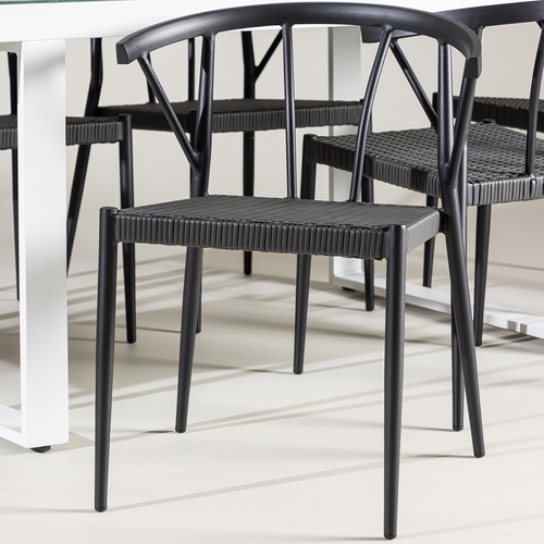 Nest outdoor Julian aluminium tuinstoel zwart - met rattan zitting - set van 2 - vtwonen shop