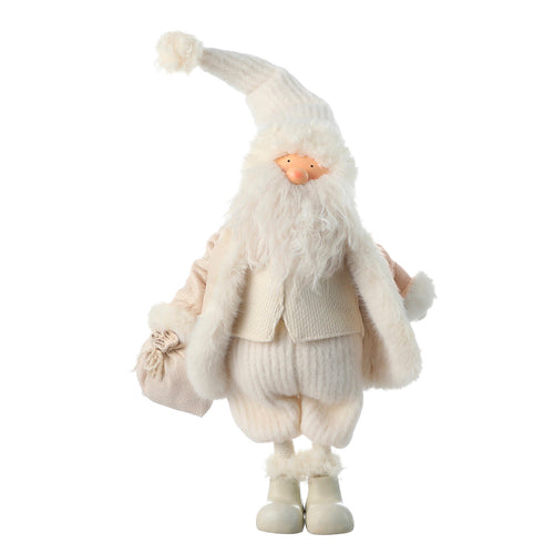 Sia Deco - Beeldje Kerstman Fluweel - Crème / 67 cm - Crème - Polyester - H67 - vtwonen shop