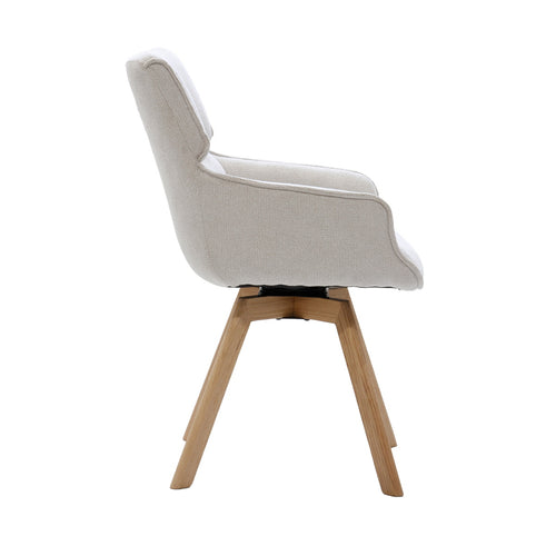 Giga Meubel Eetkamerstoel Else - Draaibaar - Stof/Eikenhout - Beige - Set van 2 - vtwonen shop