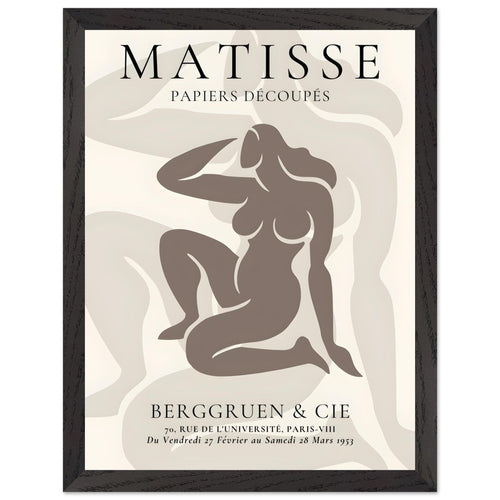 Artfulprints Poster met Lijst Matisse - Shapes of her   - 30x40 cm - Taupe