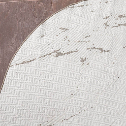Interieur05 Rond Buitenkleed Marble - Naturel/wit - dubbelzijdig - EVA Interior - 240 x 240 cm - vtwonen shop