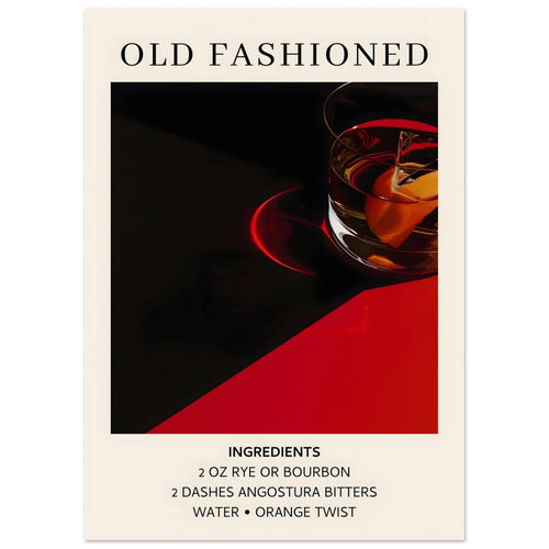 Artfulprints  Old Fashioned cocktail - Ingrediënten   poster 50x70 cm - vtwonen shop