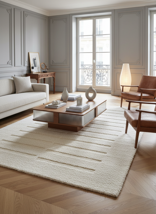 AFK Living vloerkleed Passage - reliëfeffect - wit - 120x170 cm