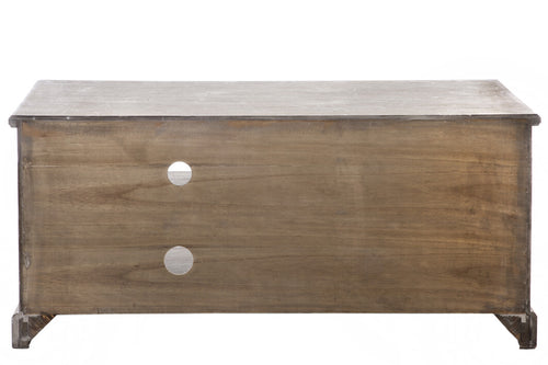 J-Line TV kast + 2 Manden - hout - grijs/naturel