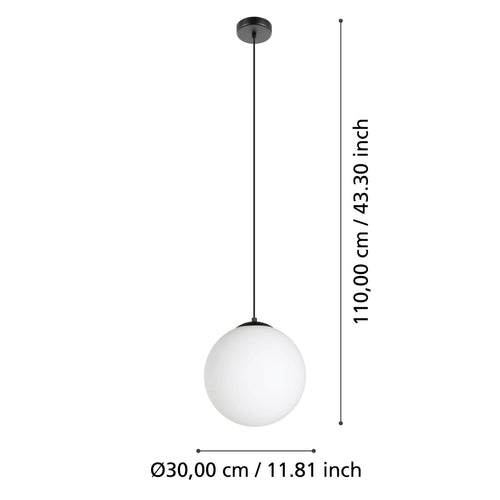 EGLO hanglamp Rondo 3 - e27 - ø 30 cm - zwart/wit