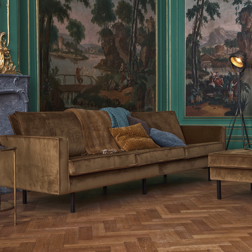 WOOOD hocker op poten  Rodeo - Velvet - Honing Geel - 45x84x54 - vtwonen shop