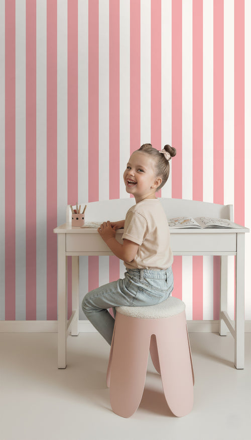 ESTAhome behang strepen licht roze en wit - 53 cm x 10.05 m - 139906