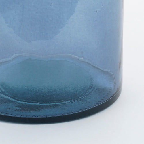 Mica Decorations Guan Fles Vaas - H40 x Ø15 cm - Gerecycled Glas - Blauw