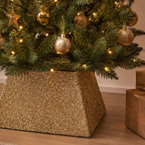 Mica Decorations Kerstboomrok Opvouwbaar - L50 x B50 x H30 cm - Kerstboommand - Goud